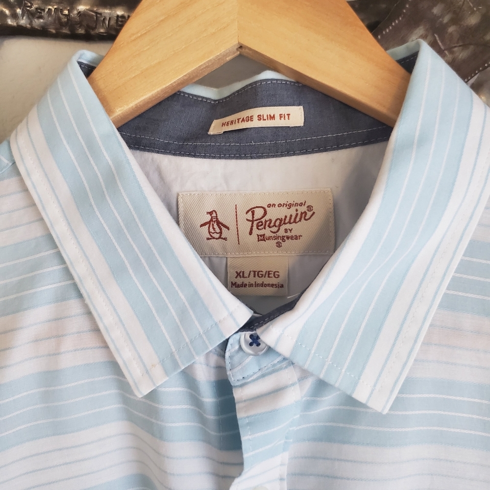 SS Penguin Light Blue Button Up